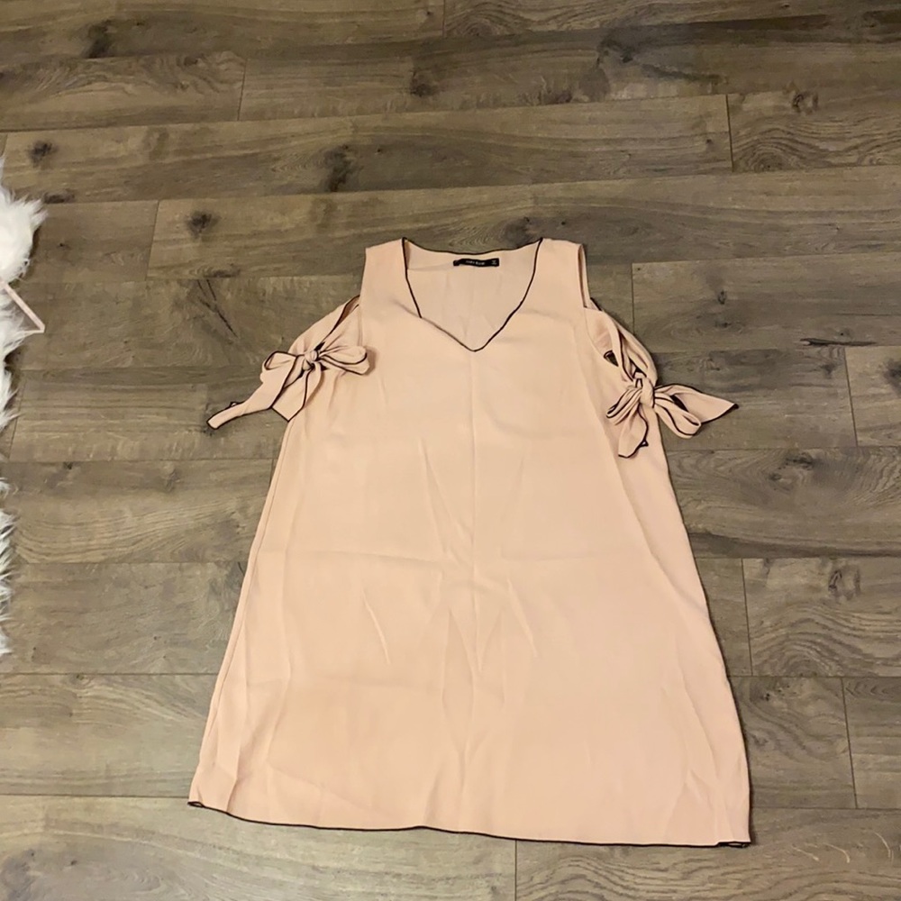 Zara blush pink dress. Ties at shoulders!